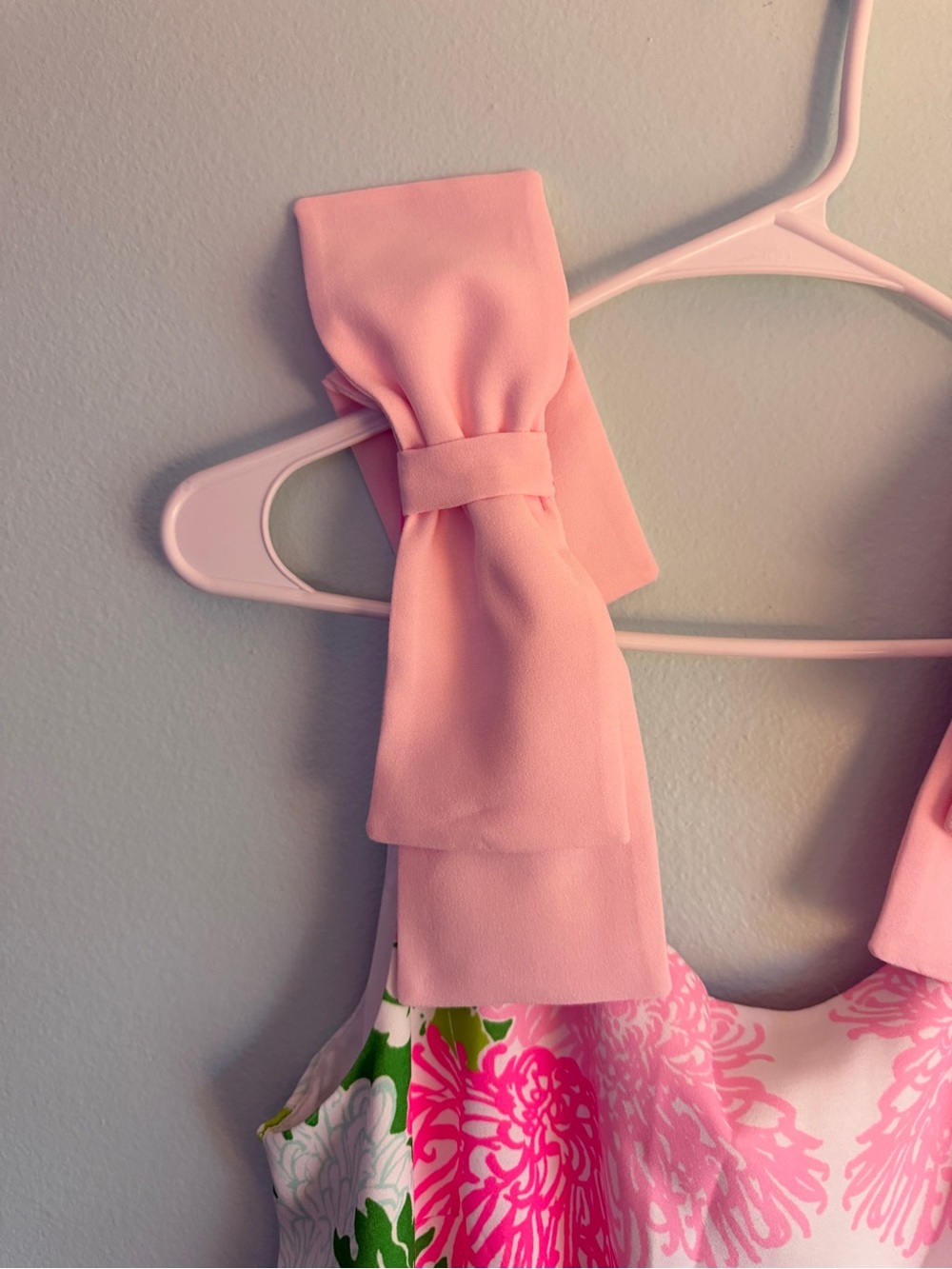 Lilly Pulitzer Pink Floral Midi Dress with Bow Shoulder Straps - Picture 2 of 5